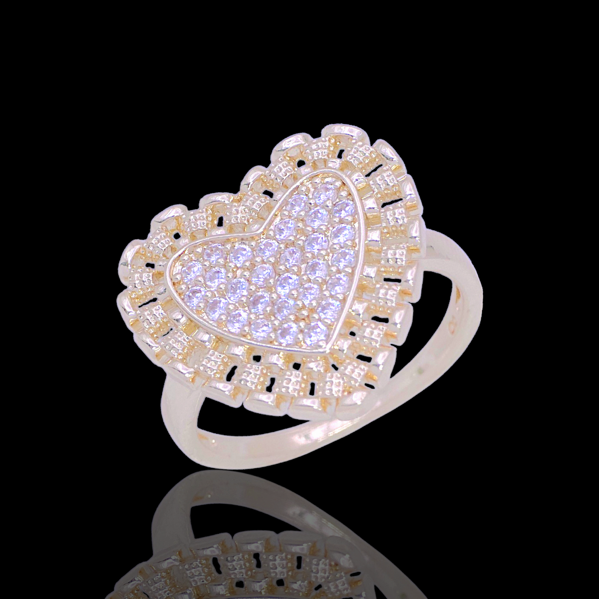 SWISS ROLX HEART ZIRCONIA RING 💛