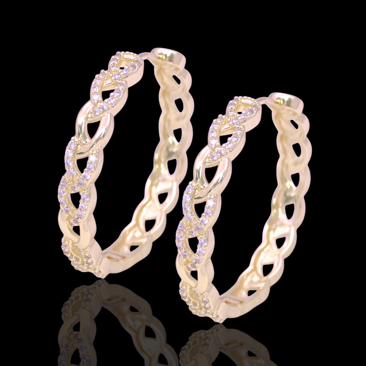 ✨PETITE CUBAN LINK CZ HOOP EARRINGS✨