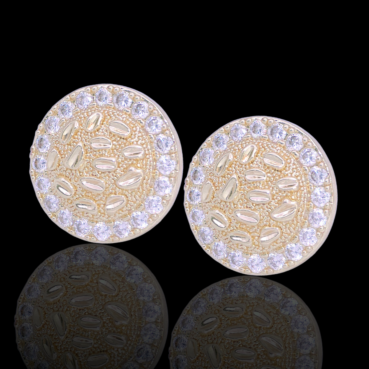 ✨ROUND NUGGET ZIRCONIA STUD EARRINGS✨